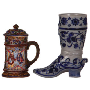 Chinese stein & stoneware boot.