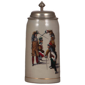 Stoneware stein, 1.0L, four student duelers.