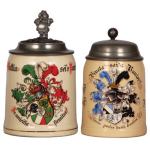 Student Society steins, two, Mettlach, .5L, 1526.