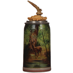 Stoneware stein, 1.0L, Rehbock in forest